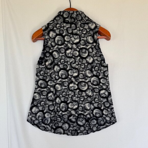 Cut Loose Black Gray White Abstract Circle Print 100% Felted Wool Vest Size S - Picture 5 of 11